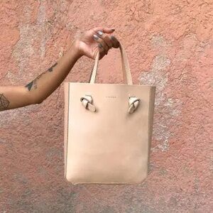 NISOLO Simone Convertible Shopper in Vachetta with Crossbody Strap Bag